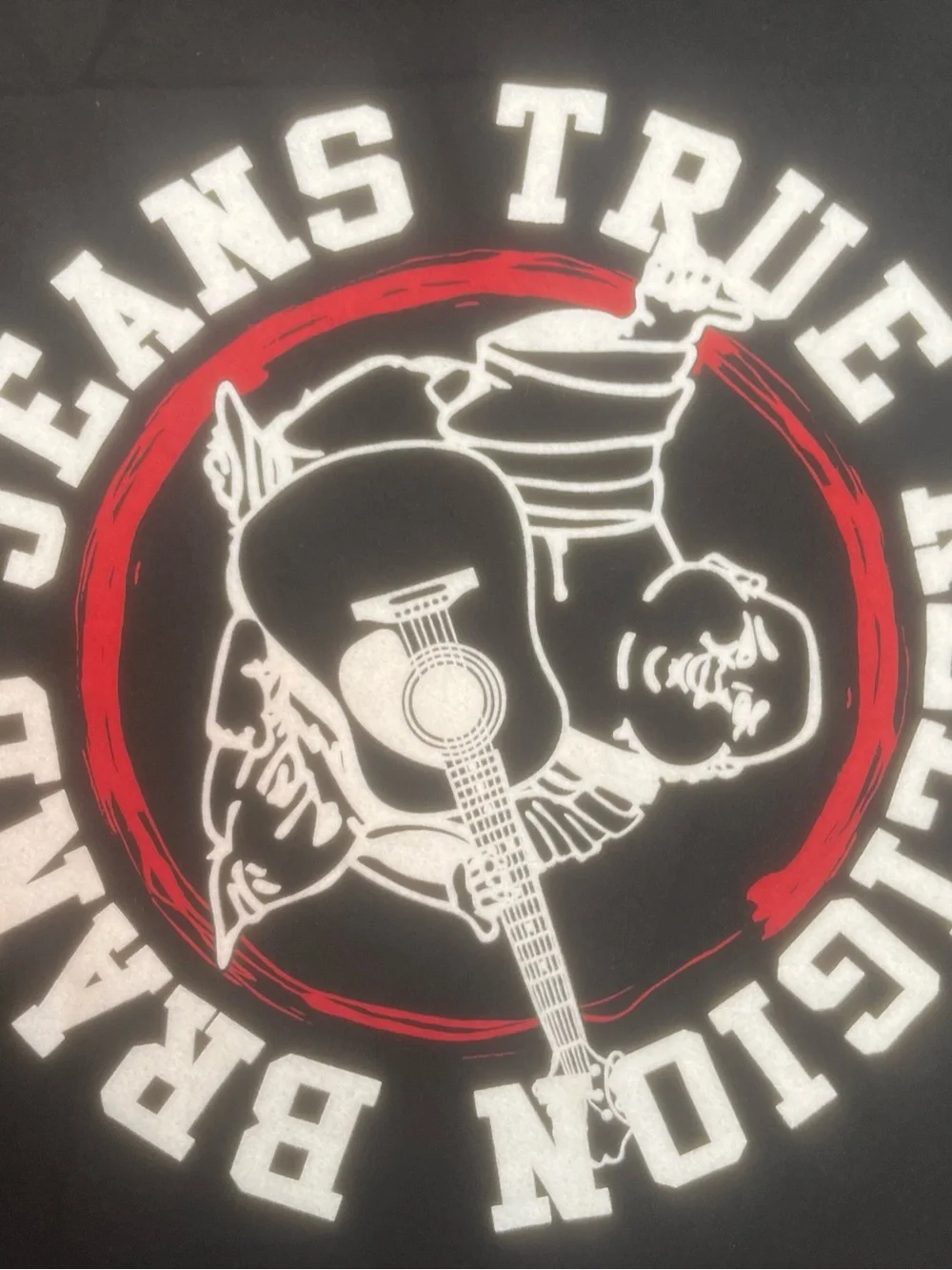 Sz Med True Religion Black Tee with White & Red Buddha Graphic